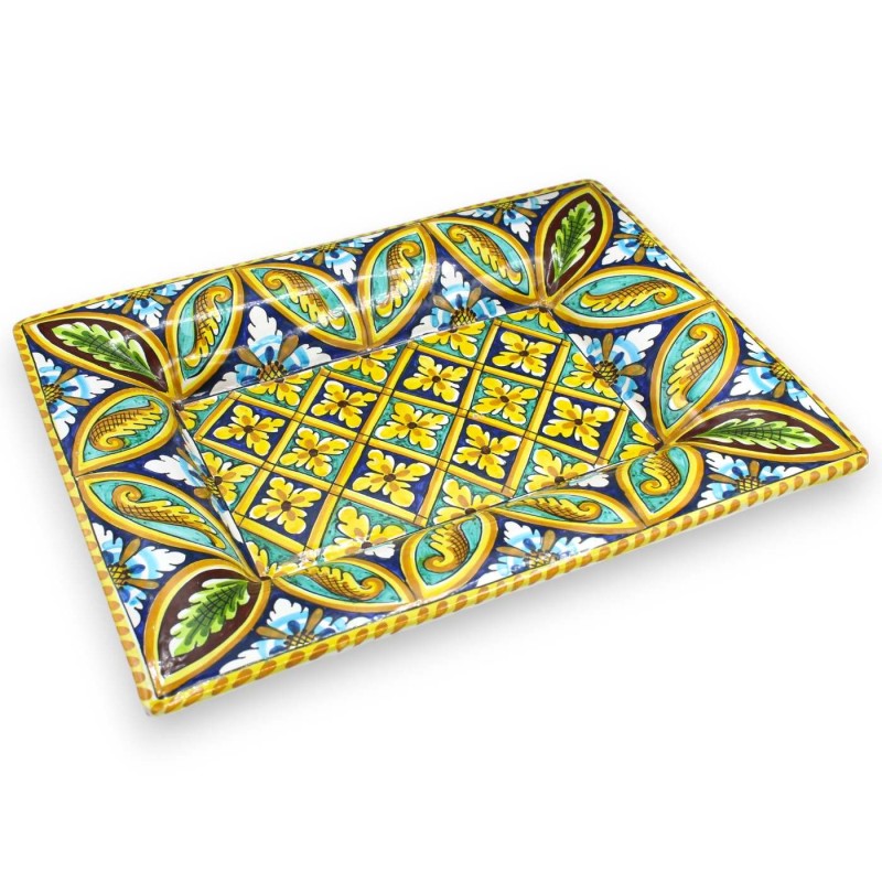 Rechthoekig dienblad, Caltagirone keramiek - L 40 x 30 cm ca. (1st) Palermo decoratie - 