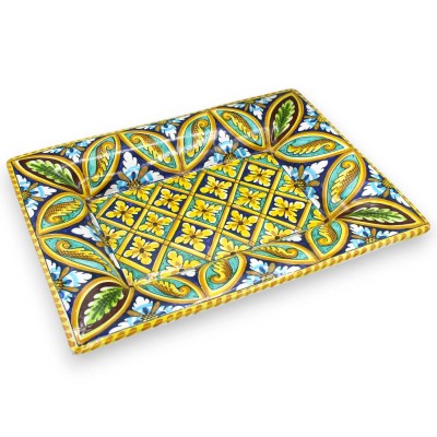 Rektangulär bricka, Caltagirone keramik - L 40 x 30 cm ca. (1st) Palermo dekoration - 