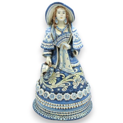 Lumiere Donna Matrona, Caltagirone keramik, h 35 x 20 cm ca. Antikblå, barockdekor - 