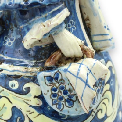 Lumiere Donna Matrona, Caltagirone keramik, h 35 x 20 cm ca. Antikblå, barockdekor - 