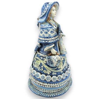 Lumiere Donna Matrona, Caltagirone keramik, h 35 x 20 cm ca. Antikblå, barockdekor - 