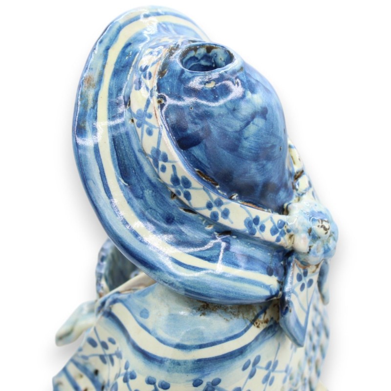 Lumiere Donna Matrona, Caltagirone keramik, h 35 x 20 cm ca. Antikblå, barockdekor - 