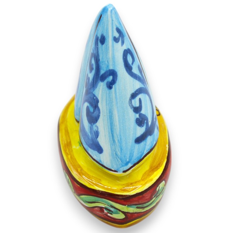 Sailing boat, Caltagirone Ceramics - h 9 x L 8 cm approx. (1pc) random decoration and colour - 