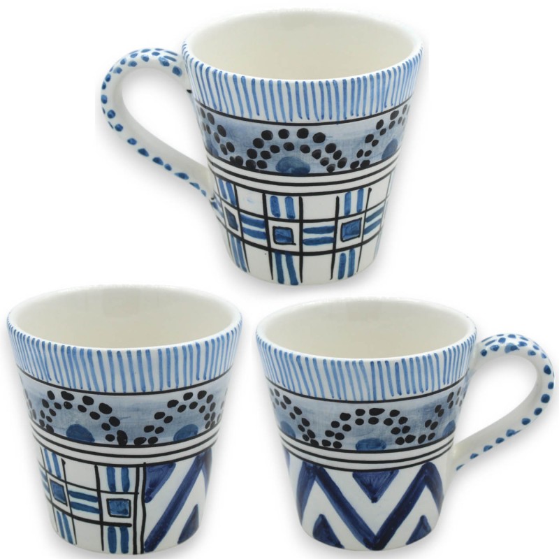 Tasse avec anse, en céramique de Caltagirone, h 10 cm environ. (1pc) Diverses options de décoration - 
