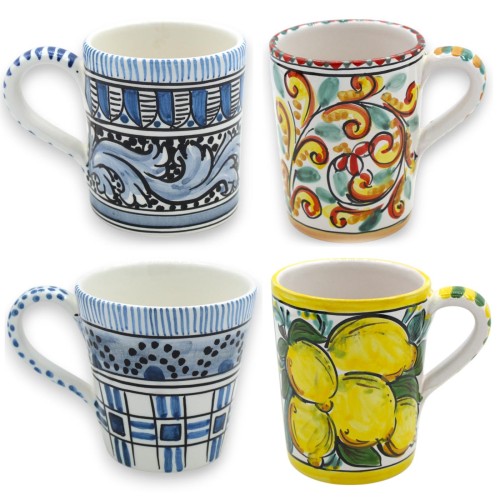 Xícara com alça, em cerâmica Caltagirone, altura aprox. 10 cm. (1pc) Várias opções de decoração - 