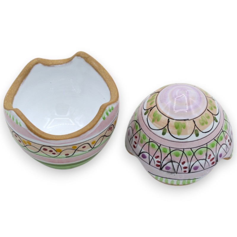 Porta-joias em forma de ovo, cerâmica fina, altura 10 x 8 cm aprox. (1pc) duas opções de decoração - 