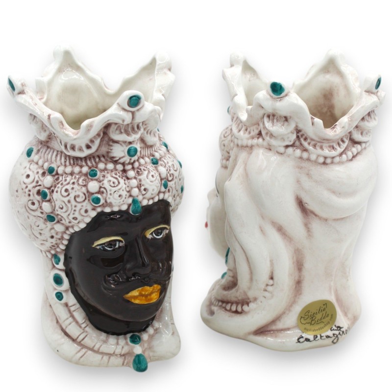 Cabezas de Emiri siciliano marrón oscuro (par) h 13 / 14 cm aprox. Caltagirona MD28 cerámica - 
