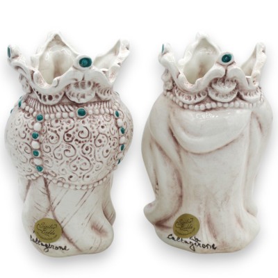 Têtes siciliennes Emiri marron foncé (la paire) h 13 / 14 cm environ. Caltagirone MD28 céramique - 