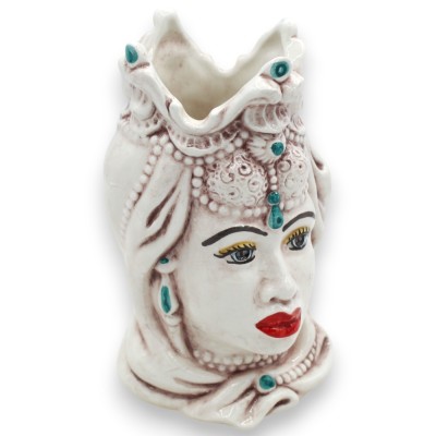 Têtes siciliennes Emiri marron foncé (la paire) h 13 / 14 cm environ. Caltagirone MD28 céramique - 
