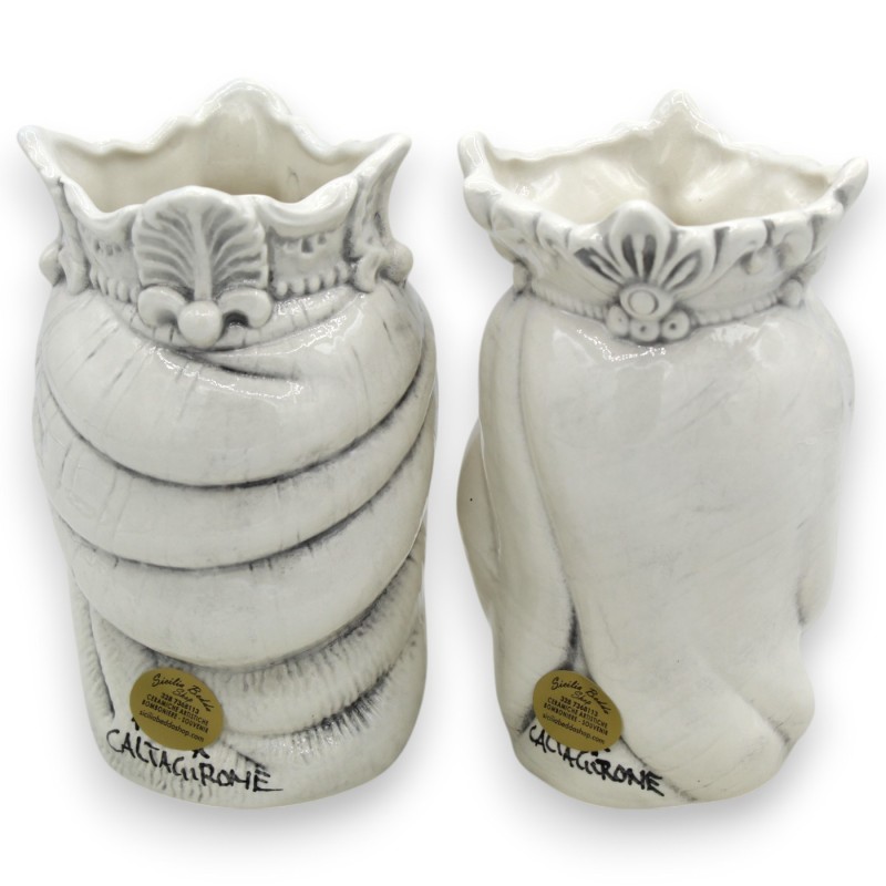 Têtes de Maures siciliens avec couronne et turban (paire) h 13 / 14 cm environ. Céramique de Caltagirone - 