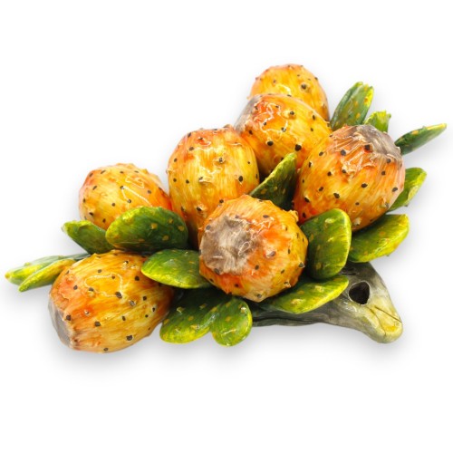 Arco con composizione di 7 Ficodindia e pale di ficodindia, h 23 x 30 cm ca. in pregiata ceramica -  2