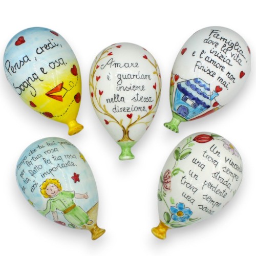 Wall balloon in fine Sicilian ceramic, h 18 x 12 cm approx. (1pc) with various decorations - 