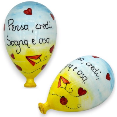 Wall balloon in fine Sicilian ceramic, h 18 x 12 cm approx. (1pc) with various decorations - 
