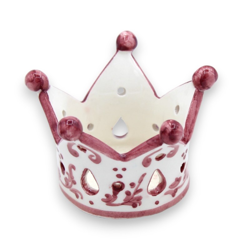 Corona svuota tasche o porta caramelle in pregiata ceramica, con tre opzioni dimensioni (1Unità) decoro barocco bordeaux