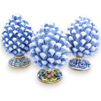 Pigna Siciliana in ceramica di Caltagirone, Blu Anticato, gambo decoro casuale (1Unità) h 20/22 cm ca. - 