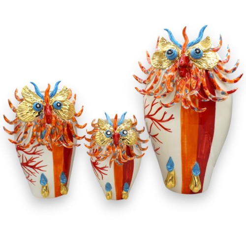 Vase hibou avec applications, trois options de taille (1 pièce) Détails en émail or 24 carats, décoration de branche de 