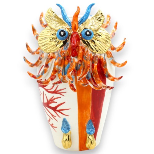 Vase hibou avec applications, trois options de taille (1 pièce) Détails en émail or 24 carats, décoration de branche de  2