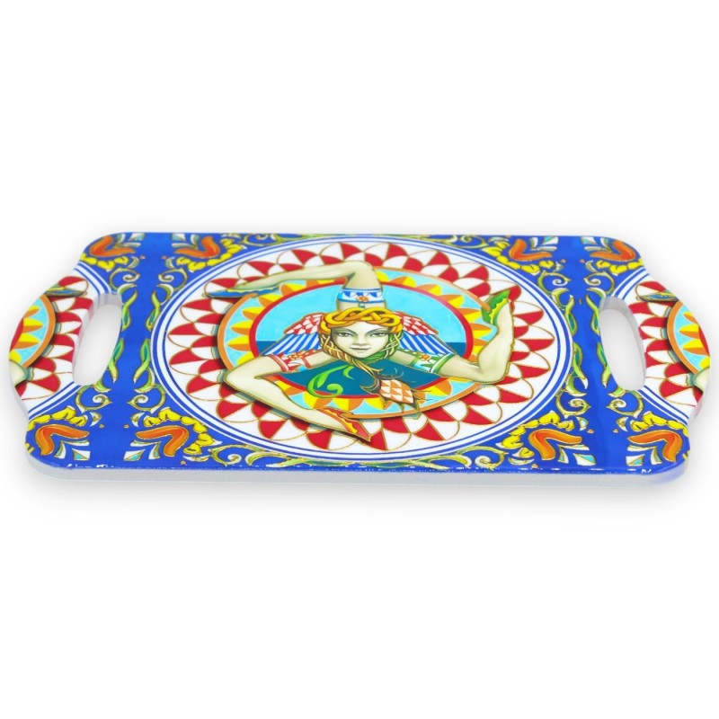 Tagliere in ceramica decori a rilievo, con strato di Sughero antiscivolo, L 28 x 18 cm ca. Stampa Trinacria - 