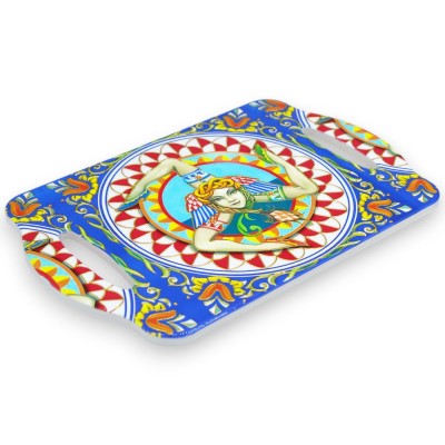 Keramik-Schneidebrett mit rutschfester Korkschicht, ca. L 28 x 18 cm. Trinacria-Druck - 