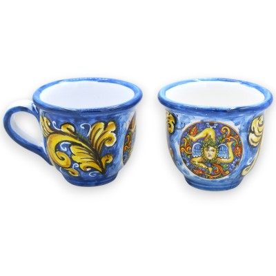 Service à café pour 6 personnes en céramique sicilienne, décoration baroque et Trinacria MD1 - 