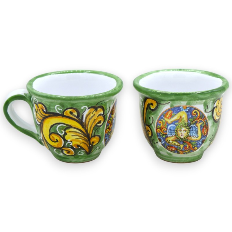 Servizio da caffè per 6 persone in ceramica Siciliana, decoro barocco e Trinacria MD2 - 