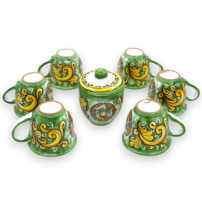 Coffee service for 6 people in Sicilian ceramic, baroque decoration and Trinacria MD2 - 