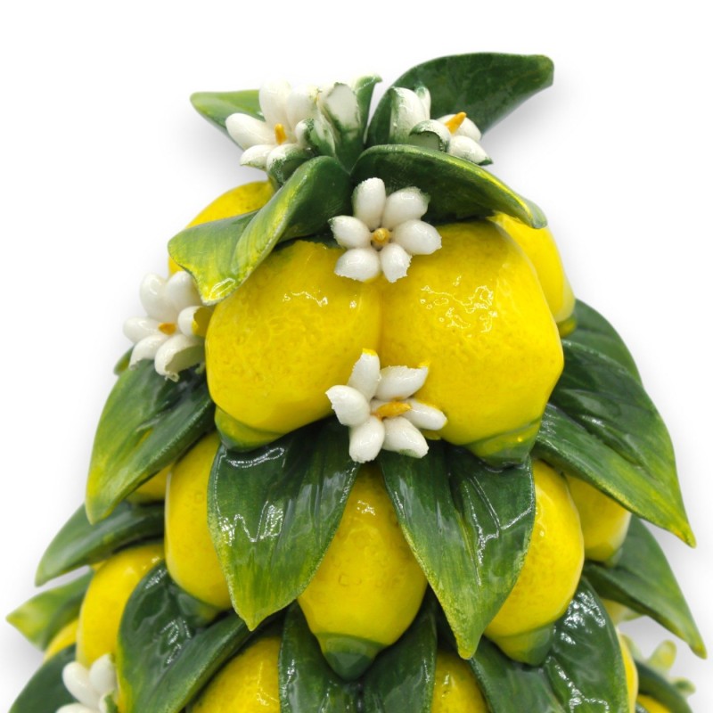 Lemon Pyramid in fine ceramic, h 20 x 14 cm approx. Orange blossom leaves and flowers - 