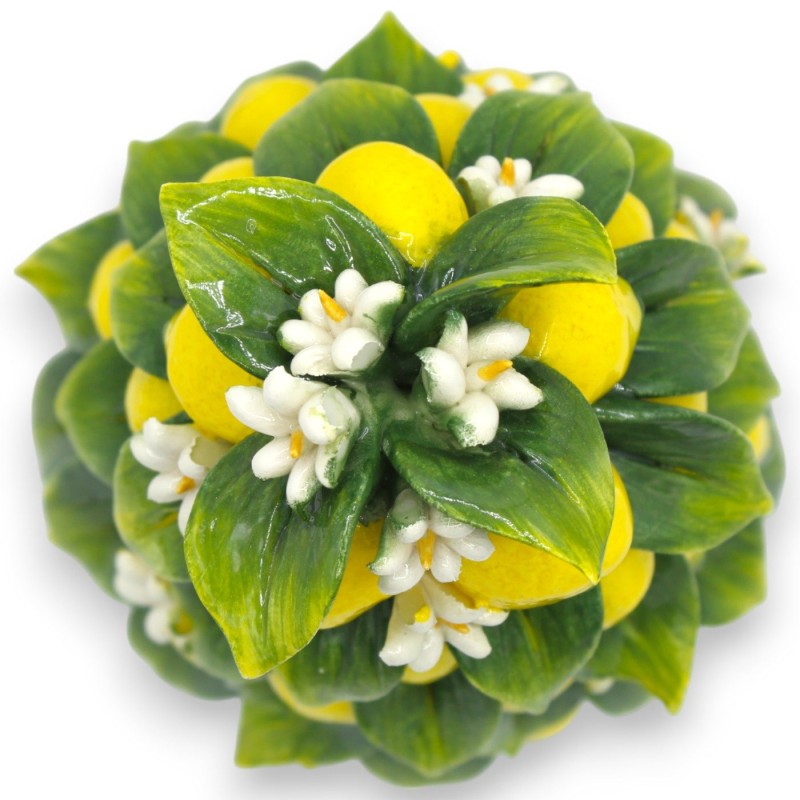 Lemon Pyramid in fine ceramic, h 20 x 14 cm approx. Orange blossom leaves and flowers - 