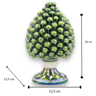 Pinha de cerâmica Caltagirone, aprox. 20 cm de altura. Verde maçã, esmalte madrepérola, decoração de carrinho siciliano 
