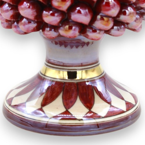 Sicilian Pine Cone Caltagirone - h 25 cm approx. Bordeaux, 24k Gold and Mother of Pearl enamel -  2