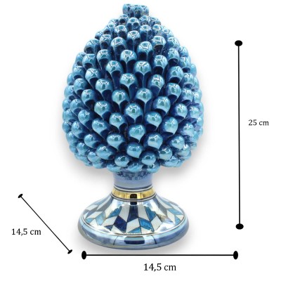 Piña siciliana Caltagirone, h 25 cm aprox. Turquesa, esmalte dorado de 24k y nácar - 