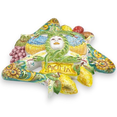 Ceramika Caltagirone Trinacria h 48 x 48 cm ok. Dekoracja z mieszanych owoców i słonecznika - 