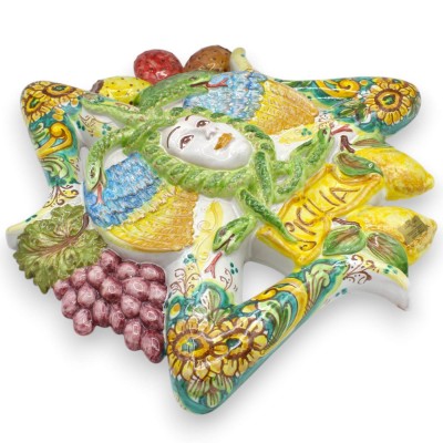 Ceramika Caltagirone Trinacria h 48 x 48 cm ok. Dekoracja z mieszanych owoców i słonecznika - 