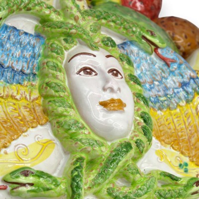 Ceramika Caltagirone Trinacria h 48 x 48 cm ok. Dekoracja z mieszanych owoców i słonecznika - 