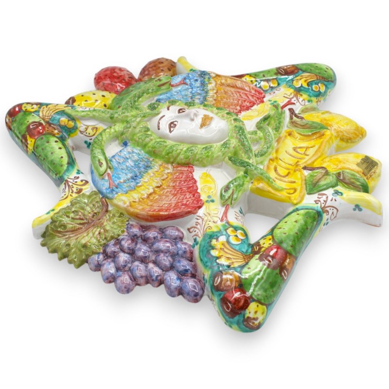 Caltagirone keramiek Trinacria h 48 x 48 cm ca. Gemengde fruitdecoratie en cactusvijgenschep - 