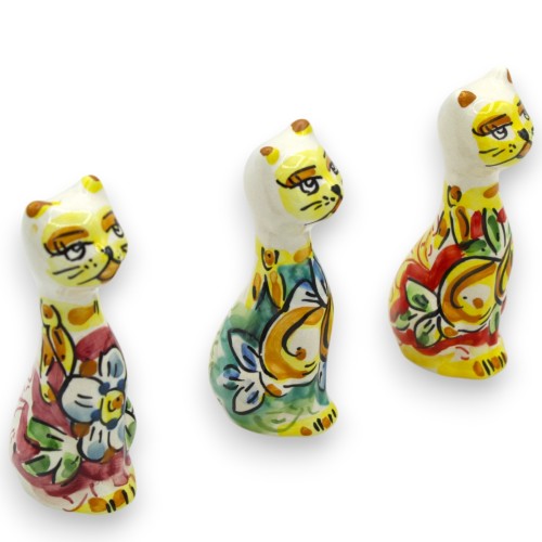 Ceramic Cat from Caltagirone, Assorted Decorations and Colors, 2 Size Options (1pc) -  2