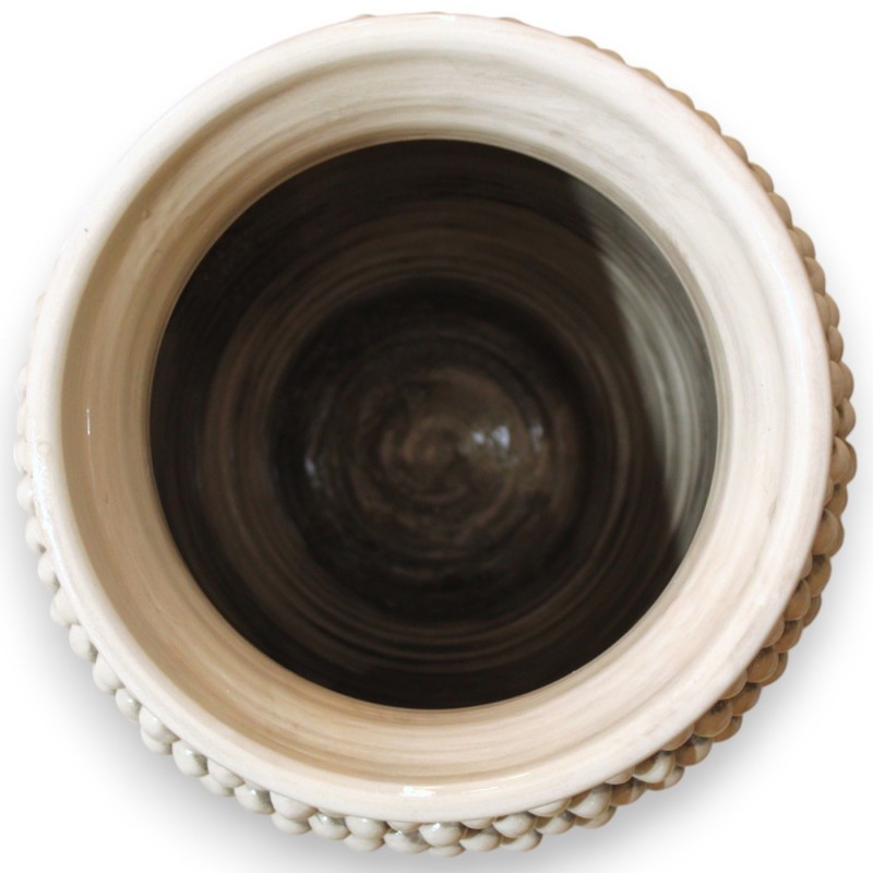 Vaso de pescoço alto Pigna, cerâmica Caltagirone - altura aprox. 46 cm. Monocromático, Branco Antigo - 