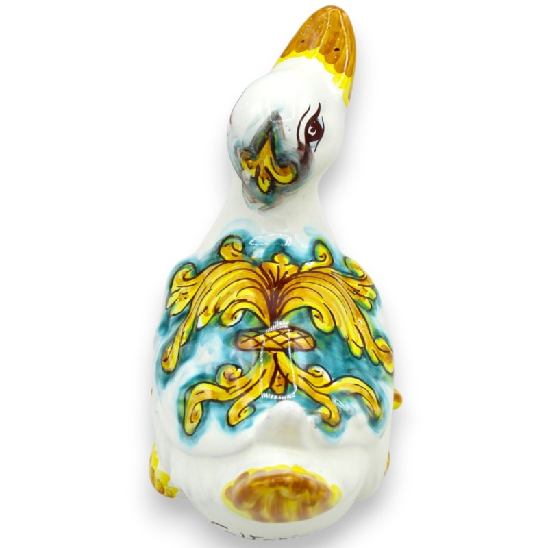 Eend met nek omhoog, Caltagirone Keramiek, L 18 x h 13 cm ca. (1 stuk) twee decoratiemogelijkheden - 