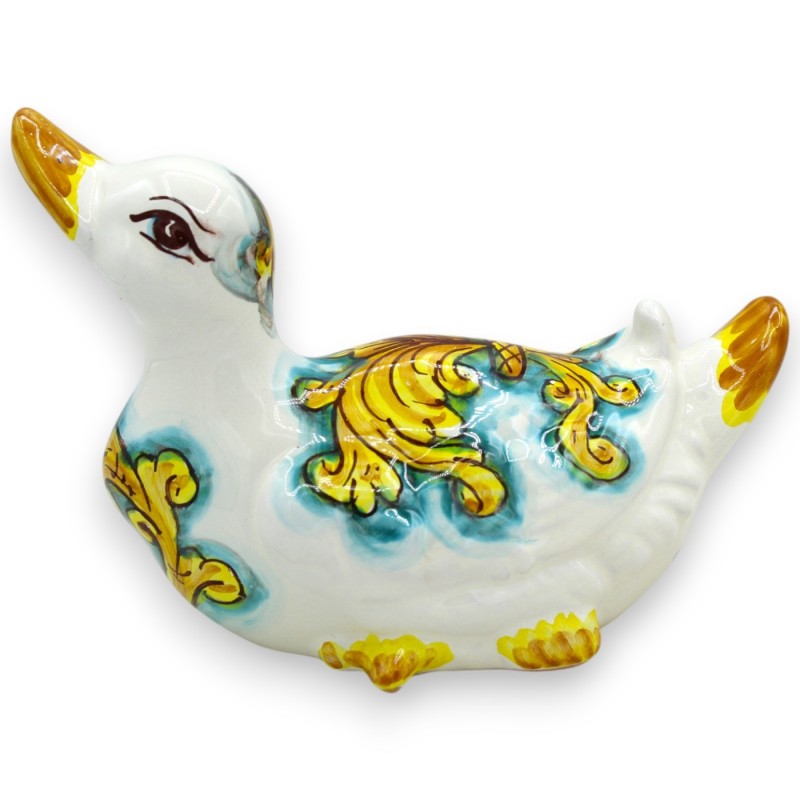 Eend met nek omhoog, Caltagirone Keramiek, L 18 x h 13 cm ca. (1 stuk) twee decoratiemogelijkheden - 