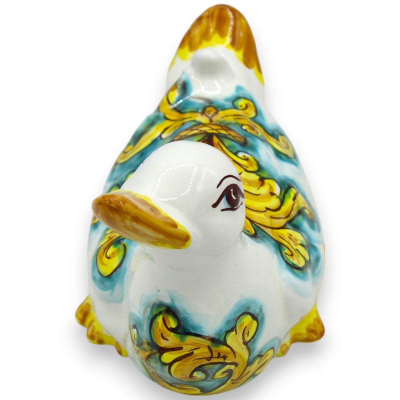 Eend met nek omhoog, Caltagirone Keramiek, L 18 x h 13 cm ca. (1 stuk) twee decoratiemogelijkheden - 