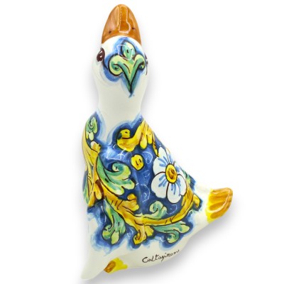 Ente mit offenen Flügeln, Keramik aus Caltagirone, H 20 x B 12 cm, ca. (1 Stück) zwei Dekorationsmöglichkeiten - 