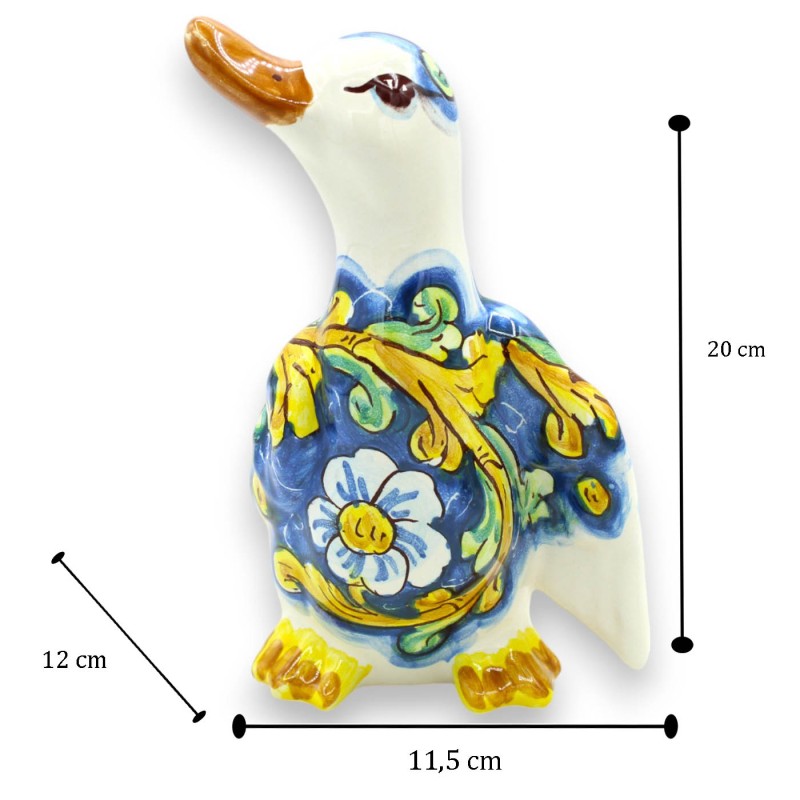 Canard à ailes ouvertes, céramique de Caltagirone, h 20 x L 12 cm environ. (1 pièce) deux options de décoration - 