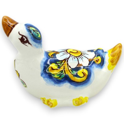 Canard en céramique de Caltagirone, h 9 x L 12 cm environ. (1 pièce) deux options de décoration - 