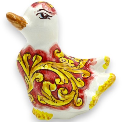 Pato de cerámica de Caltagirone, h 13 x w 10 cm aprox. (1 pieza) dos opciones de decoración - 