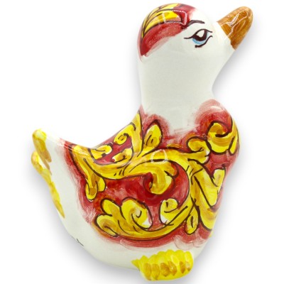 Pato de cerámica de Caltagirone, h 13 x w 10 cm aprox. (1 pieza) dos opciones de decoración - 