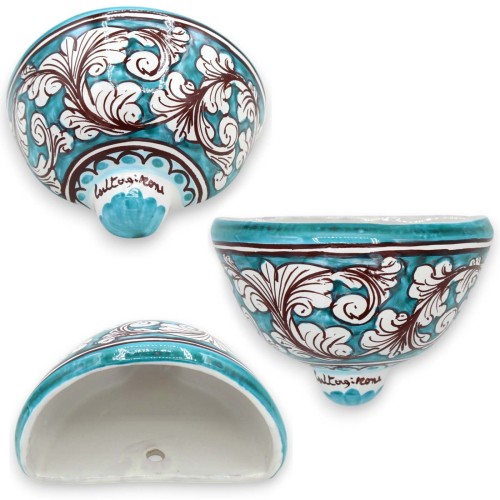Gerla, vase ou cendrier mural, céramique de Caltagirone - h 10 x L 14 x 9 cm environ. (1 pièce) Diverses décorations -  2