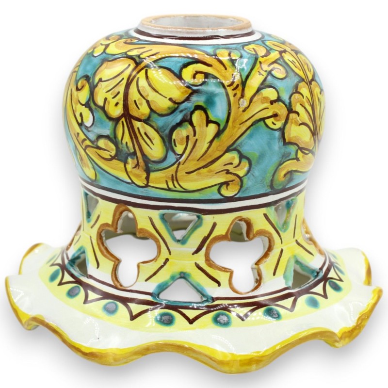 Bell Chandelier Applique, Caltagirone ceramic, h 12 x 16 cm approx. scalloped and perforated, Baroque decoration MD2 - 