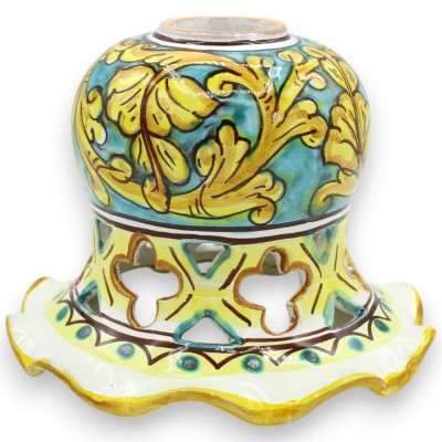 Bell Chandelier Applique, Caltagirone ceramic, h 12 x 16 cm approx. scalloped and perforated, Baroque decoration MD2 - 