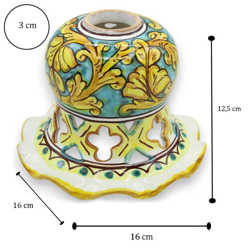 Bell Chandelier Applique, Caltagirone ceramic, h 12 x 16 cm approx. scalloped and perforated, Baroque decoration MD2 - 