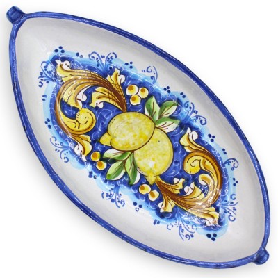 Vorspeisen-/Tablettboot, Keramik aus Caltagirone, verschiedene Größen (1 Stück) mit Barock- und Zitronendekor - 